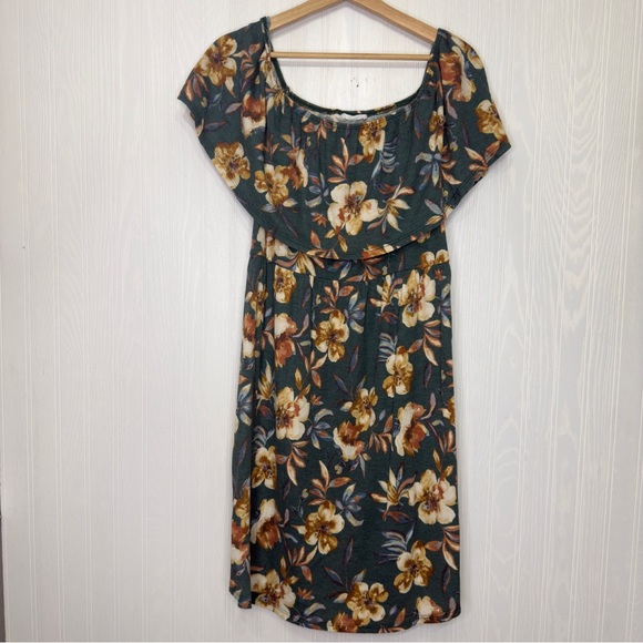 Chic Soul sage green floral off the shoulder dress size 3X - Picture 2 of 8